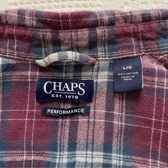 $10 or 2/$15 Men’s CHAPS Plaid Flannel Button Down Shirt Size Large - Picture 4 of 5